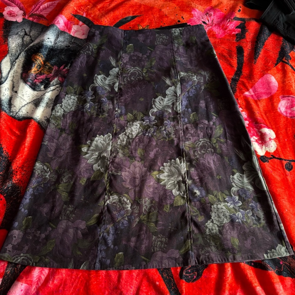 Notations Dark Floral A-Line Skirt